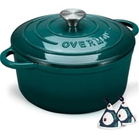 Libro De Cocina Dutch Oven Overmont De Hierro Fundido Esmaltado De 5.5 Litros Con Tapa