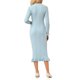 thumbnail image 3 of INSPIRE CHIC Vestido de Mujer de Manga Larga con Ribete en Contraste, Volantes, Otoño Invierno, Tejido de Punto Ajustado, Talla XL, Azul Claro, 3 of 5