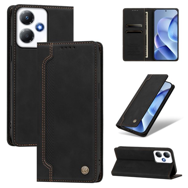 Funda Billetera para Infinix Hot 30 Play Imán y Resistente Negro