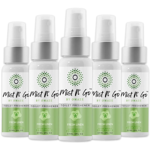 Spray de baño Mist N' Go Fresh, eliminador de olores de lino, 60 ml, 5 unidades