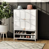 Recilock - Zapatero 3 Niveles Metálico Con Puertas 110X80X35 Cm - Linea White Sc-3D