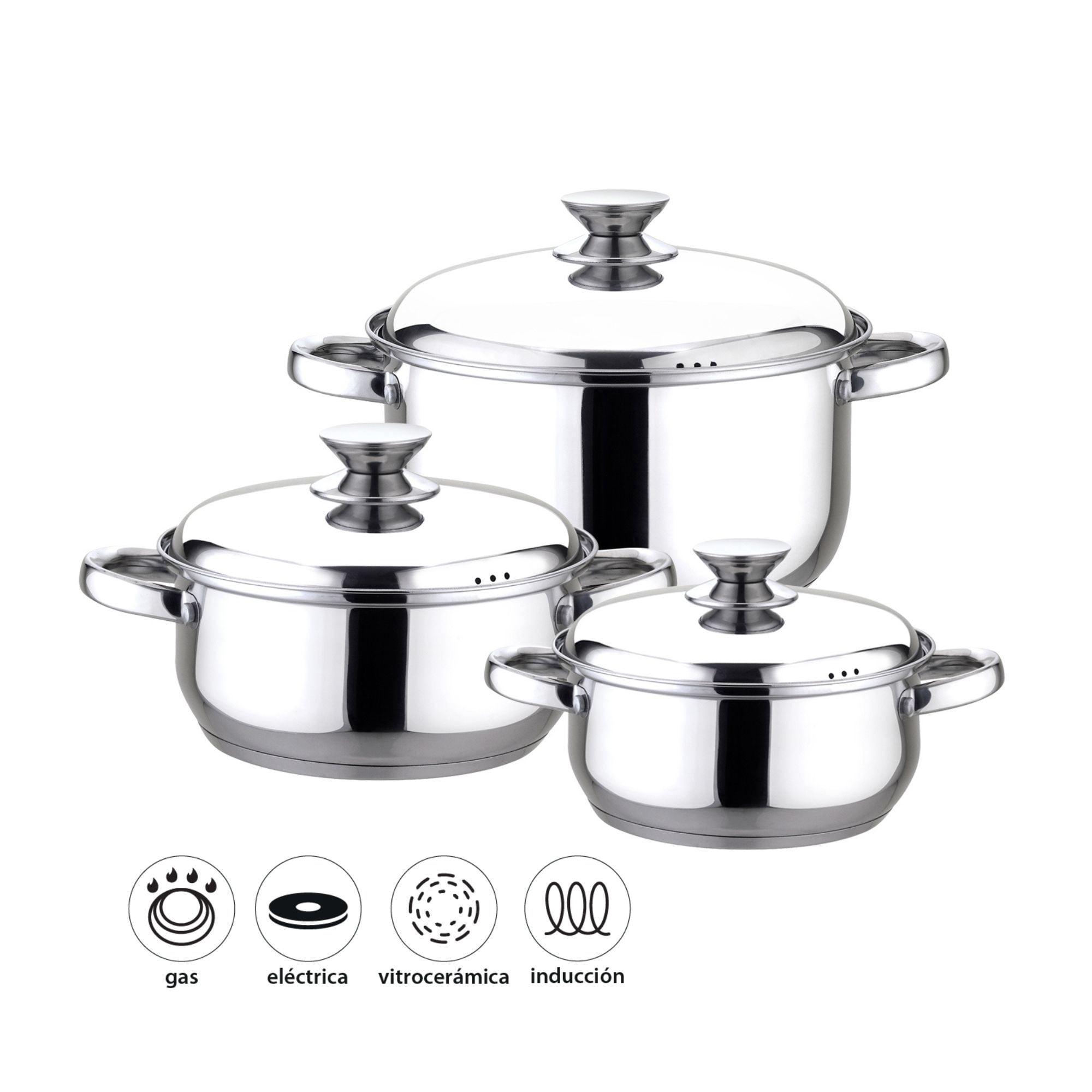 Fantuzzi - Batería De Cocina De Acero Inoxidable 6 Piezas Pavia Plateado
