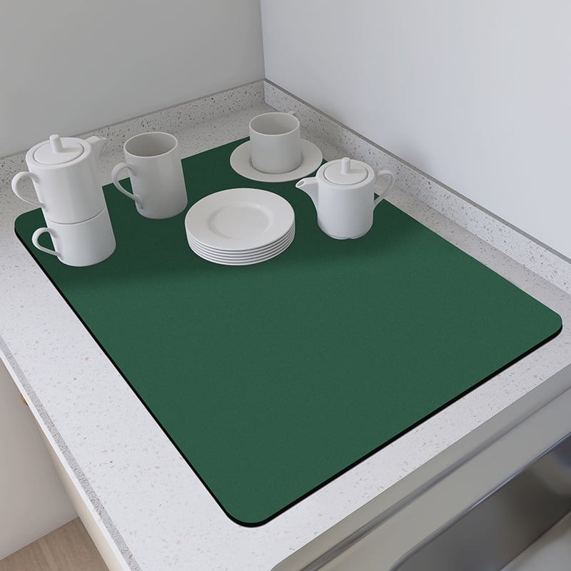 Xmhytop - Tapete Secador De Platos Para Encimera Aislador Térmico Con Base Antideslizante De Goma Altamente Absorbente Fácil De Limpiar Verde 16 X 18cm