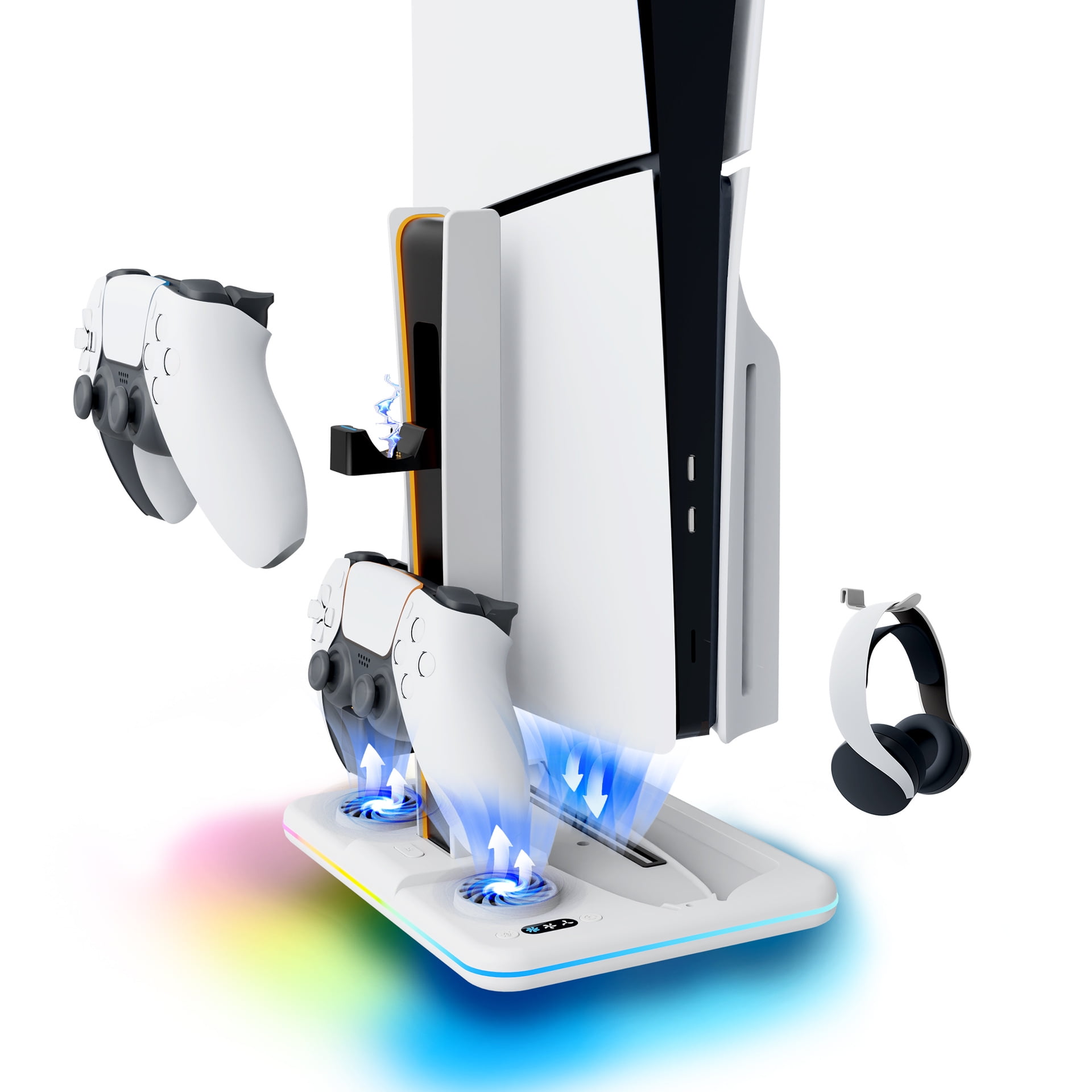 Soporte Refrigerante Aaronmei Para Ps5 Slim Edición Disco Y Digital Blanco