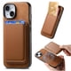 thumbnail image 1 of Funda de Cuero Magnética con Tarjetero para iPhone 15 Plus Cubierta Delgada Marrón, 1 of 5