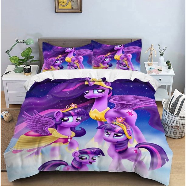 My Little Pony Bedding Set Quilt Duvet Cover Pillowcase Bed Gift3-Piece Bedding Set (1 Duvet Cover + 2 Pillow Shams)