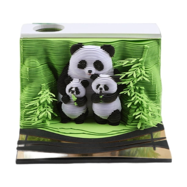 Bloc de notas 3D 2025, calendario desprendible, artesanía de papel para tallado, calendario creativo con temática de panda para el día de San Valentín