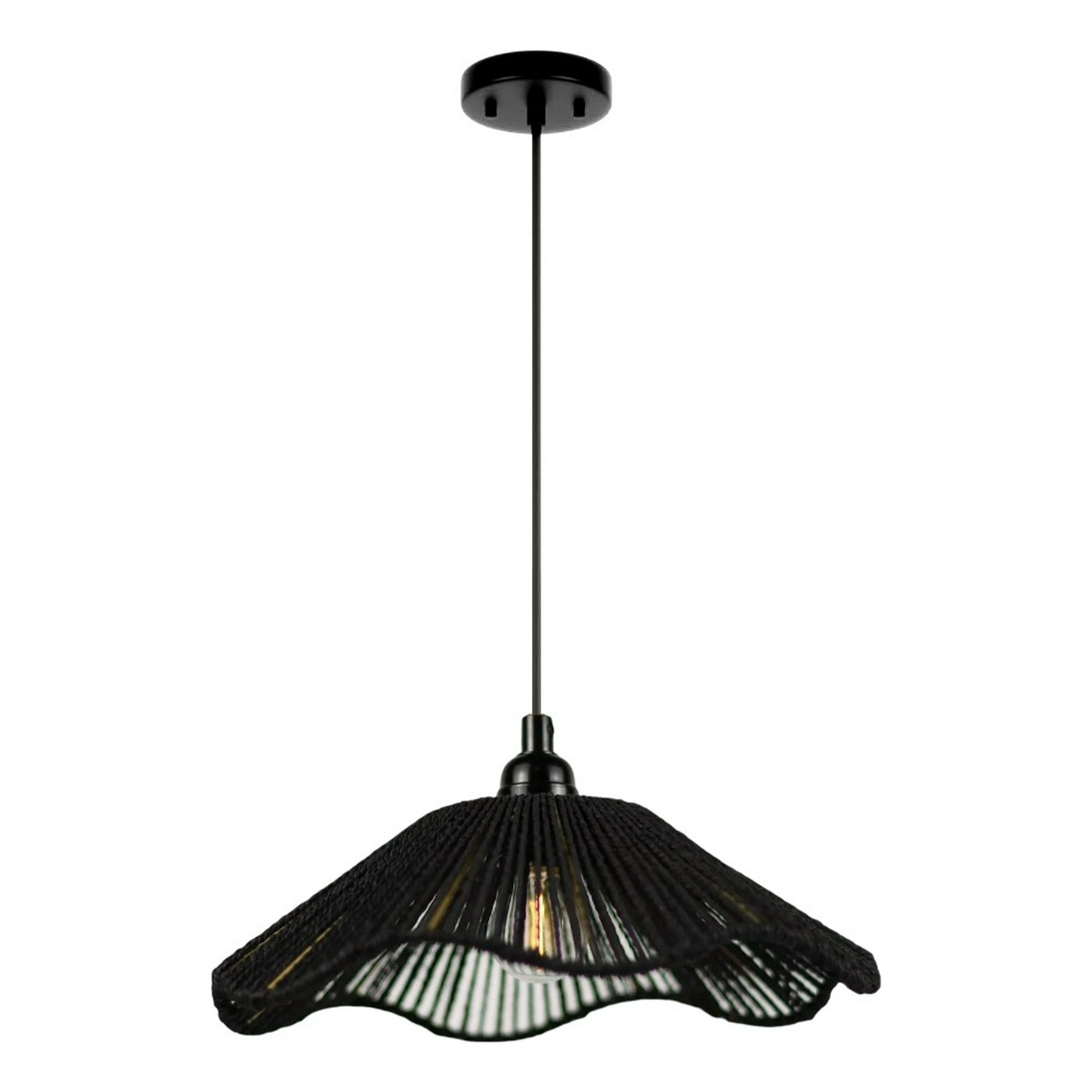 Genérico - Lámpara Techo Colgante Negra Tejida Bohemio Natural Jhn