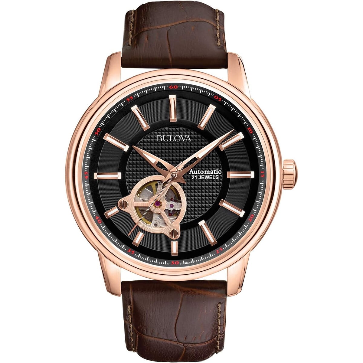 Reloj Bulova Hombre 97a109 Automatico 21 Joyas Cuero
