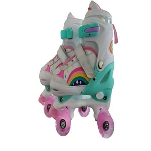 Genérico - Patin 4 Ruedas Con Luces Y Kit Talla S 31 34 Blanco