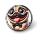 thumbnail image 1 of Pug-Theme Round Button Badge: Premium Metal Construction, Ideal for High-End Events 2.8 cm, 1 of 6