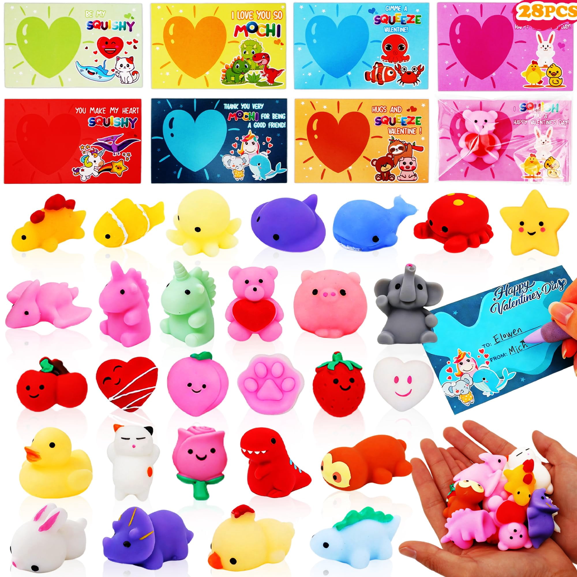 Kiddokids Cool Things For Cool Kids - Tarjetas De San Valentín Con Juguetes Mochi Squishy Fidget Para Niños