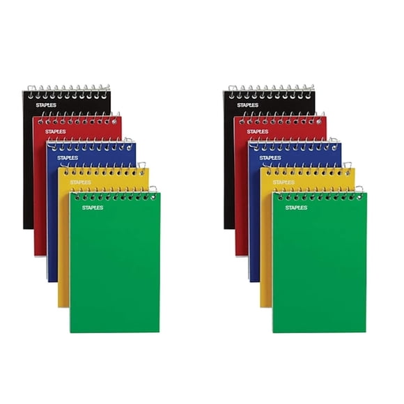 Memo Books STAPLES, encuadernado en la parte superior, paquete de 10 unidades, 75 hojas, 3 x 5 pulgadas