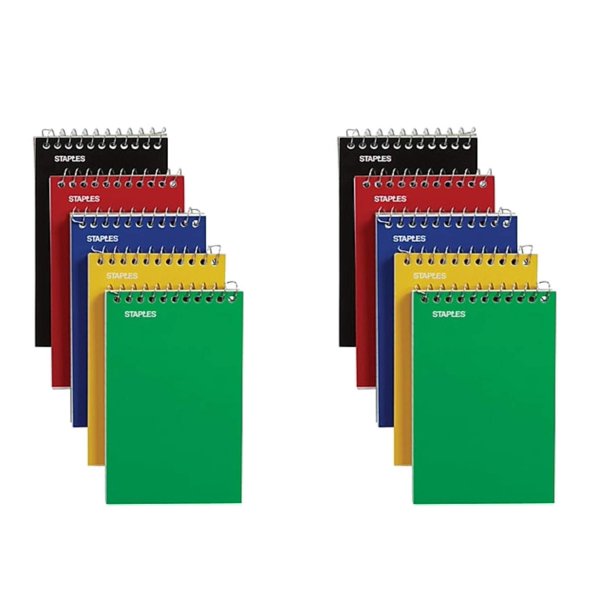 Memo Books STAPLES, encuadernado en la parte superior, paquete de 10 unidades, 75 hojas, 3 x 5 pulgadas