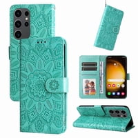 Funda Tipo Cartera Foxdock Para Samsung Galaxy S24 Ultra , Diseño Girasol En Relieve, Cuero Pu, Cierre Magnético, Soporte Y Tarjetero