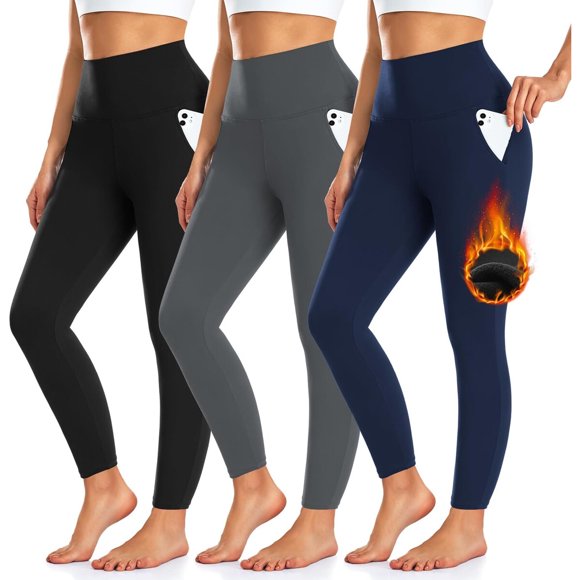 WE Fleece 3 Pack Women's Fleece-Lined Leggings with Pockets