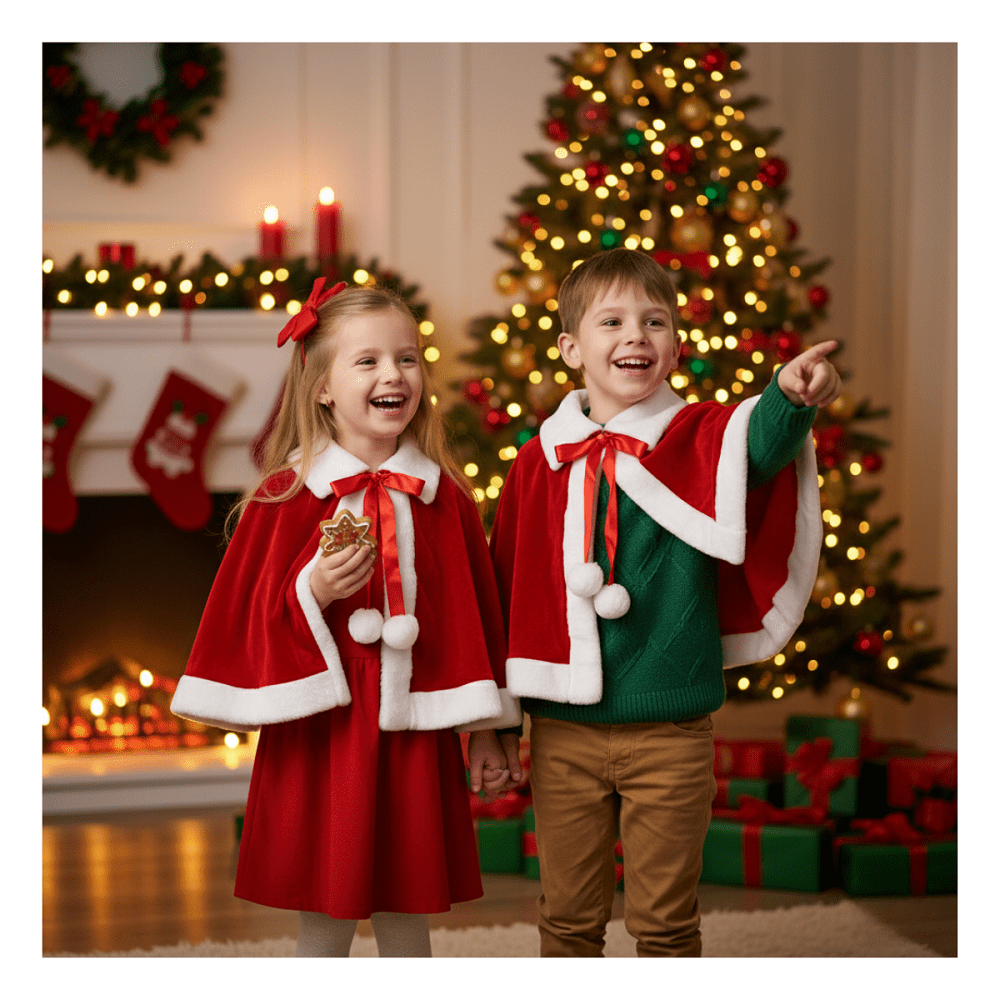 Capa De Navidad Infantil Talla Única Rojo Santa Papa Noel Navidad 2025 ...