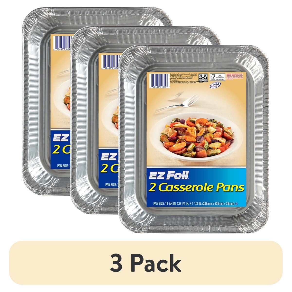 Fuente Desechable Ez Foil 3 Pack 11.75x9.25 Aluminio