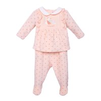 Pillin - Conjunto Plush Recién Nacido Niña Corazones Damasco