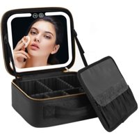 Genérico - Cosmetiquero Maletin Con Espejo Led Y Divisiones Ajustables