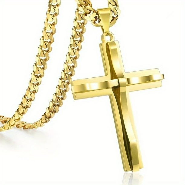 1pc Punk Style Cross Pendant Necklace for Men - Retro Fashion Jewelry with Unique Design