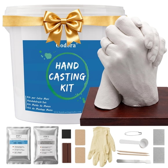 Kit de Moldeo de Manos Godora para Parejas con Base de Madera y Soporte de Tarjeta