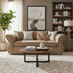 Flobal - Sofá Grecia 3 Cuerpos Tela Beige Repelente A Líquidos