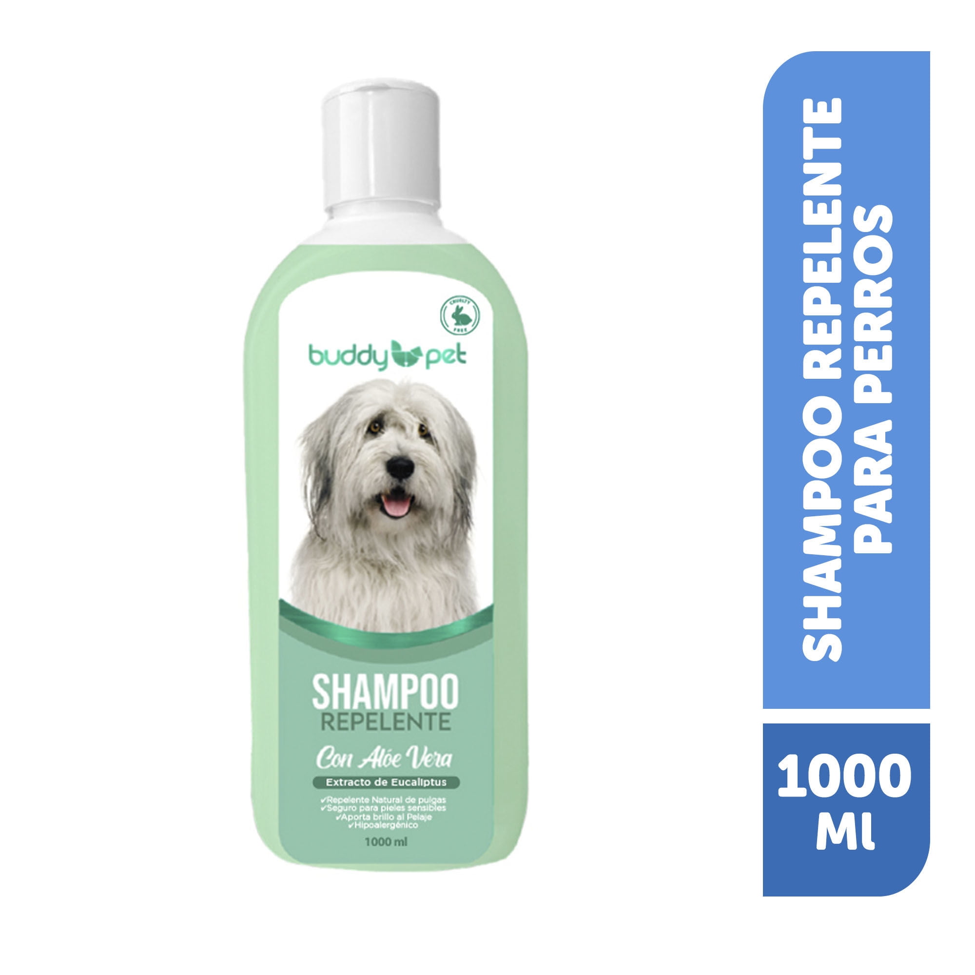 Shampoo Para Perro Repelente Pulgas Aroma Eucalipto Botella 1000 ml Buddy Pet