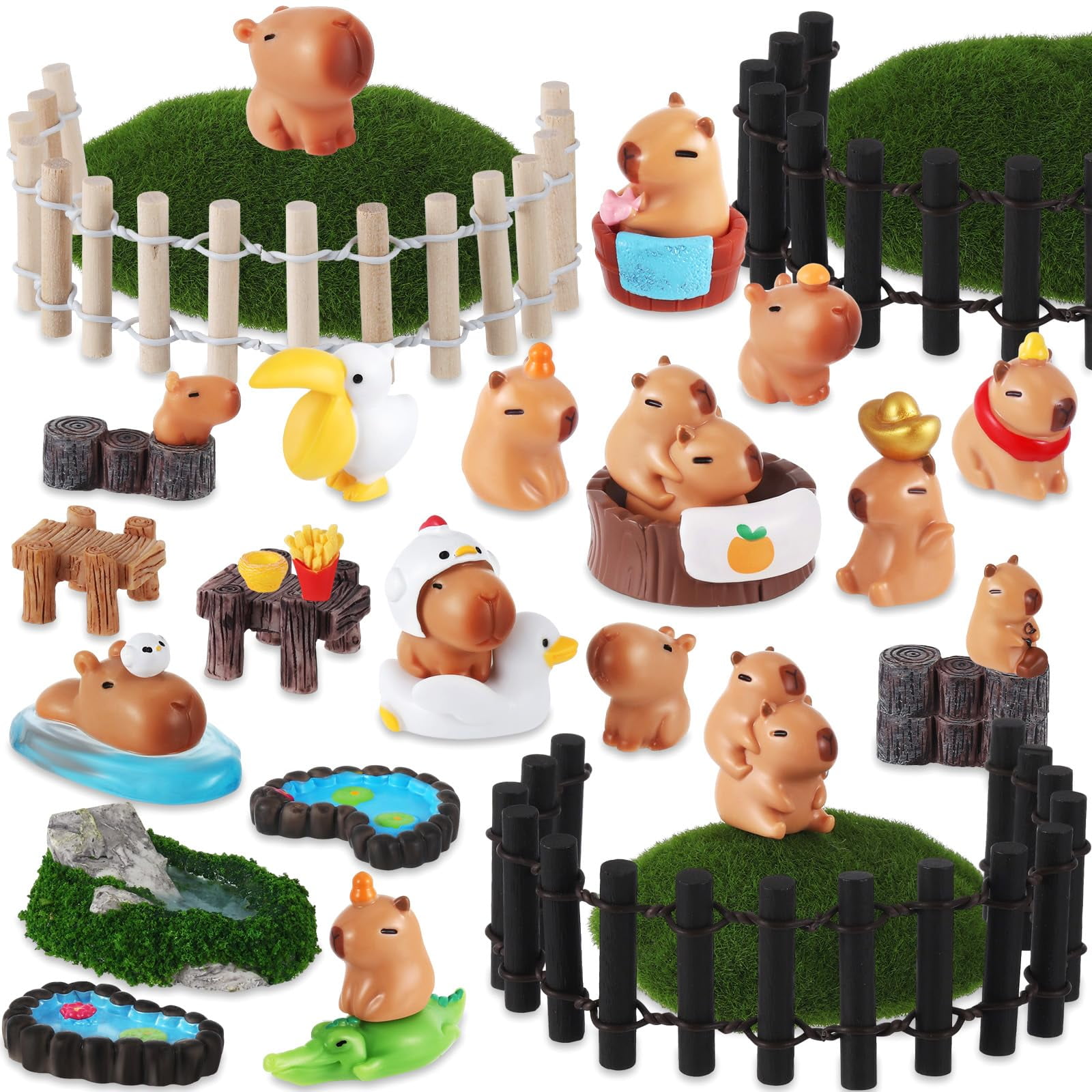 Set De Minifiguras De Capibara Simgoing Con Accesorios, 36 Unidades