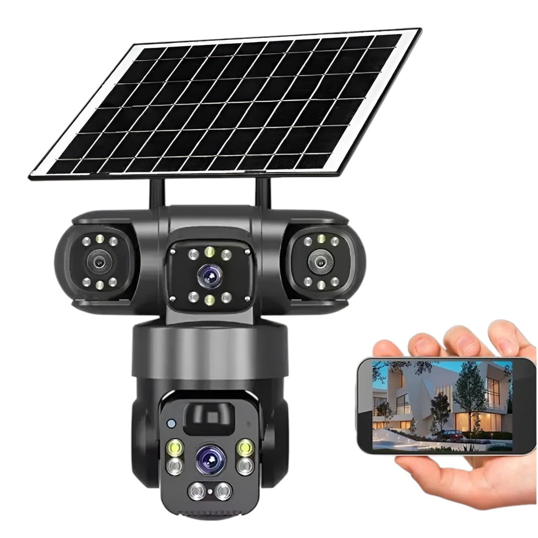Genérico - Camara De Seguridad Con Panel Solar V380pro Triple Lente