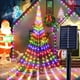 thumbnail image 1 of 1pc, 180 LED Star Waterfall Lights, Solar Outdoor Camping Light, 8 Modes Indoor Outdoor String Lights For Window Curtain Ornament, Yard, Christmas Tree, Party, Home, Holiday Lights, 1 of 4
