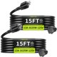 thumbnail image 1 of Cable de extensión Seeklyze, 15 pies, 16 AWG, 13 A, 125 V, 1625 W, negro, paquete de 2, 1 of 7