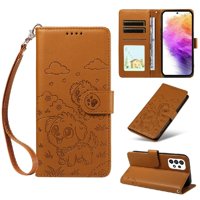 Funda Billetera Foxdock Compatible Con Samsung Galaxy A73 5G, Diseño Perrito Tierno, Ranuras Para Tarjetas Y Soporte Plegable