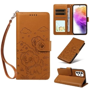 Funda Billetera Foxdock Compatible Con Samsung Galaxy A73 5G, Diseño Perrito Tierno, Ranuras Para Tarjetas Y Soporte Plegable