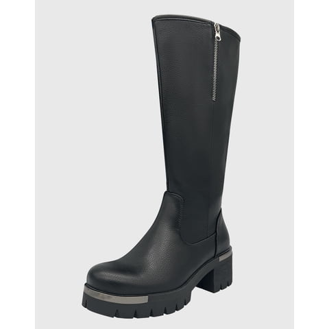 Danicolle Calzado - Bota Para Mujer, Negra Bajo La Rodilla Lisa Danicolle