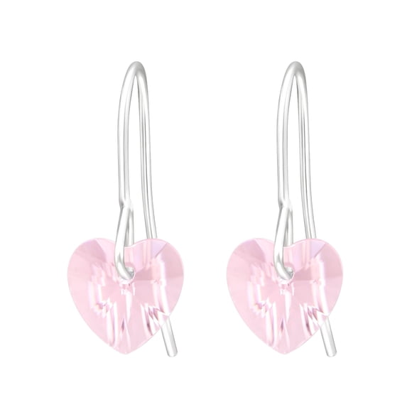 Pendientes de plata con forma de corazón y cristal