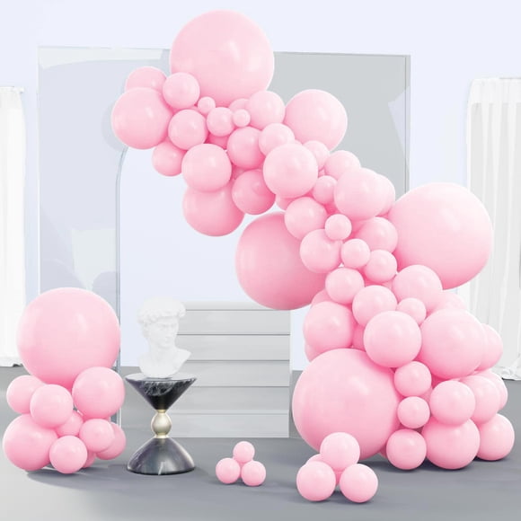 Balloon PartyWoo, rosa pastel, 140 unidades, diferentes tamaños