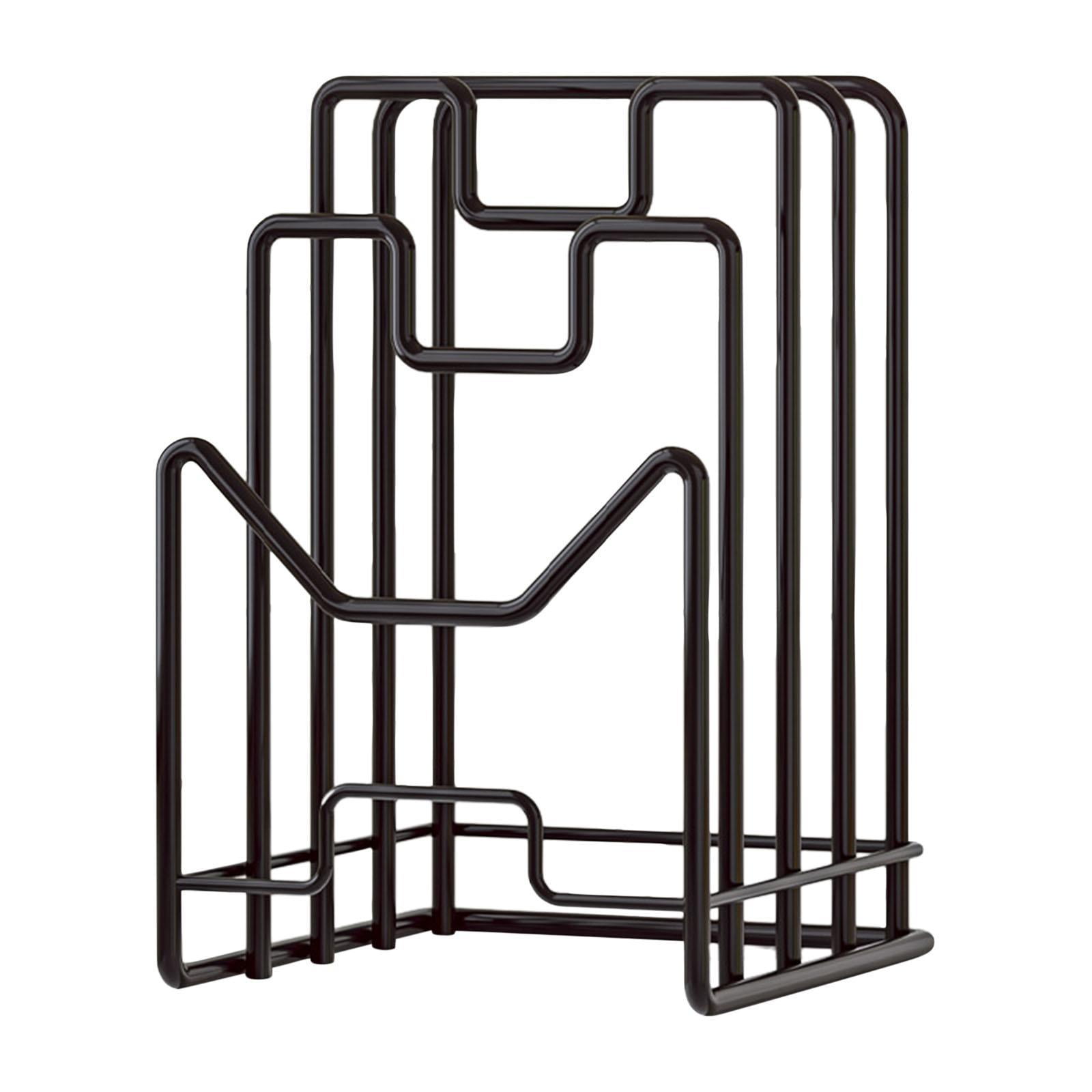 Magideal - Soporte De Tablero De Corte, Organizador De Tableros De Corte, Soporte De Tapa De Sartén, Soporte De Utensilios De Cocina Para Placas, Tapas De Sartén Negro