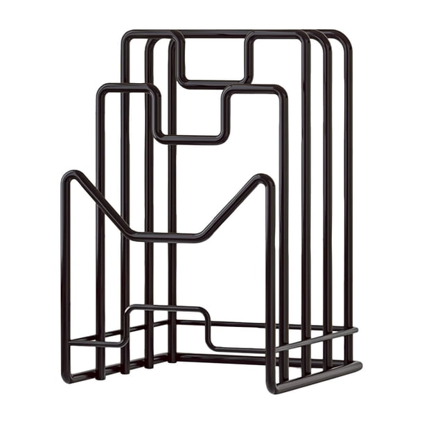 Soporte de tablero de corte, organizador de tableros de corte, soporte de tapa de sartén, soporte de utensilios de cocina para placas, tapas de sartén negro