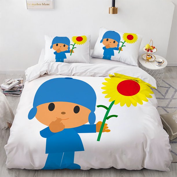 v1307 Bed Sheets Pocoyo' Bedding Set Printed Duvet Cover&Pillowcase Quilt Duvet Family Decoration Home Warm Textile Cover Bedclothes Set 3-Piece Bedding Set (1 Duvet Cover + 2 Pillow Shams) Bed Sheets