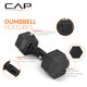 thumbnail image 3 of Set de mancuernas CAP de 68 kg con recubrimiento hexagonal y rack rojo, 3 of 8