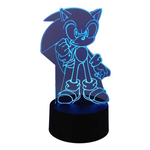 Lelumania - Lampara Ilusion 3D Sonic De 7 Colores, Base Touch