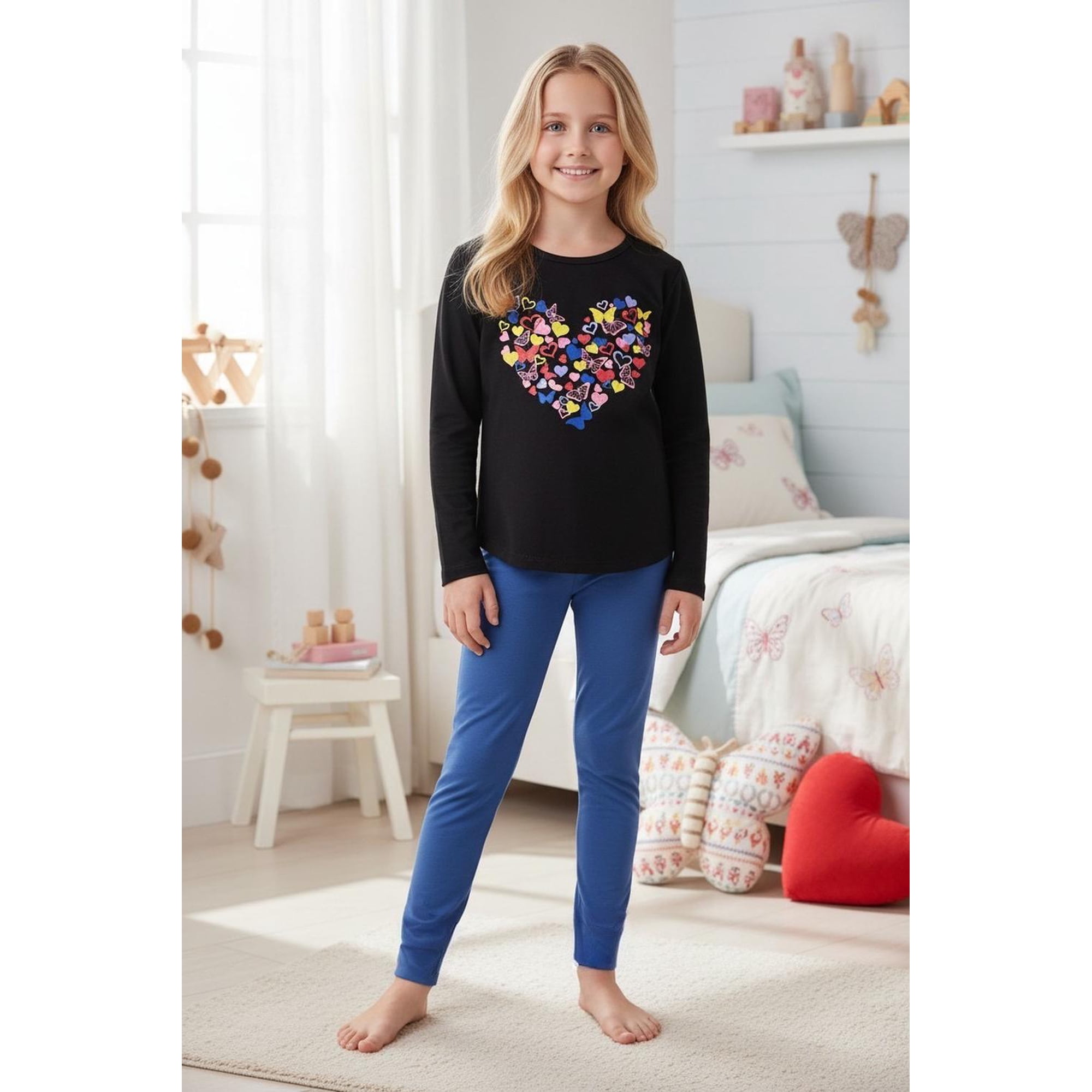 Kowhai - Pijama Niña Estampado Corazón Negro 6