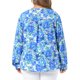 thumbnail image 3 of Agnes Orinda Camisas Florales de Talla Grande para Mujer con Cuello en V con Muesca, Mangas Largas Enrollables, Botones Abajo, Blusas Casuales 3X Azul, 3 of 6