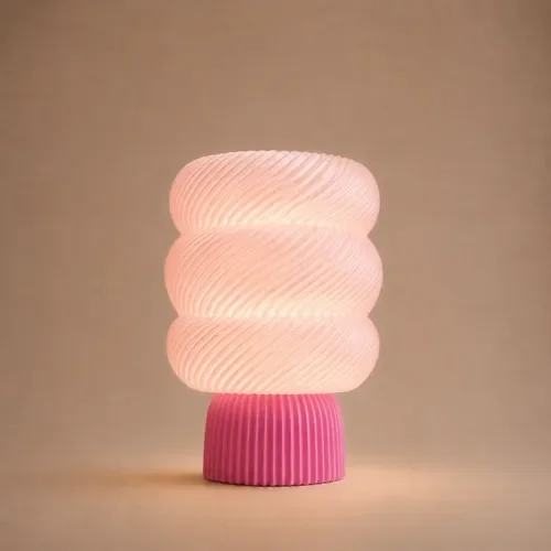 Lámpara de Mesa Velador SLVJE Mallow Glow E27 Impresa en 3D Rosa / Rosa + Ampolleta