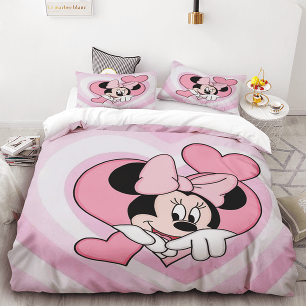Pink Minnie Duvet Cover Girl Bedding Set for Teens Boy Girls Birthday Gifts Princess Style Bedroom Decoration Single