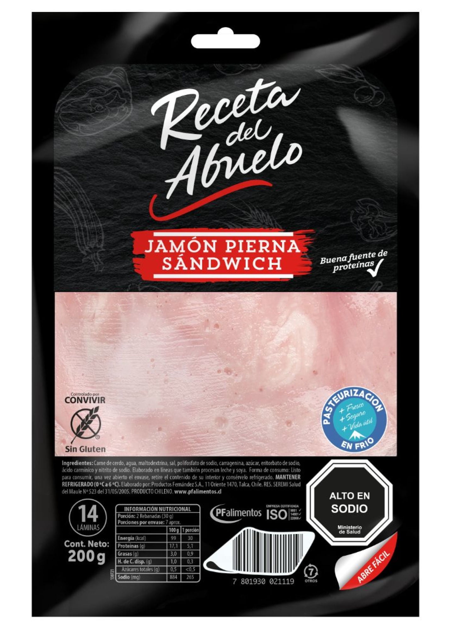 Jamón Pierna Sandwich Tradicional 200 gr Receta Del Abuelo