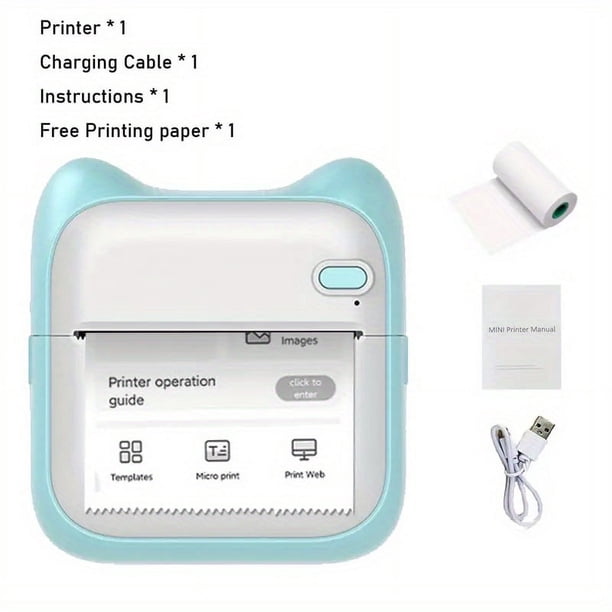 Mini Pocket Printer, Wireless BT Connection Thermal Printer For Photos Receipts Notes Memo Label Qr Codes Portable Inkless Gift Printer Compatible With IOS And Android Phone With 1 Roll Printing Pape