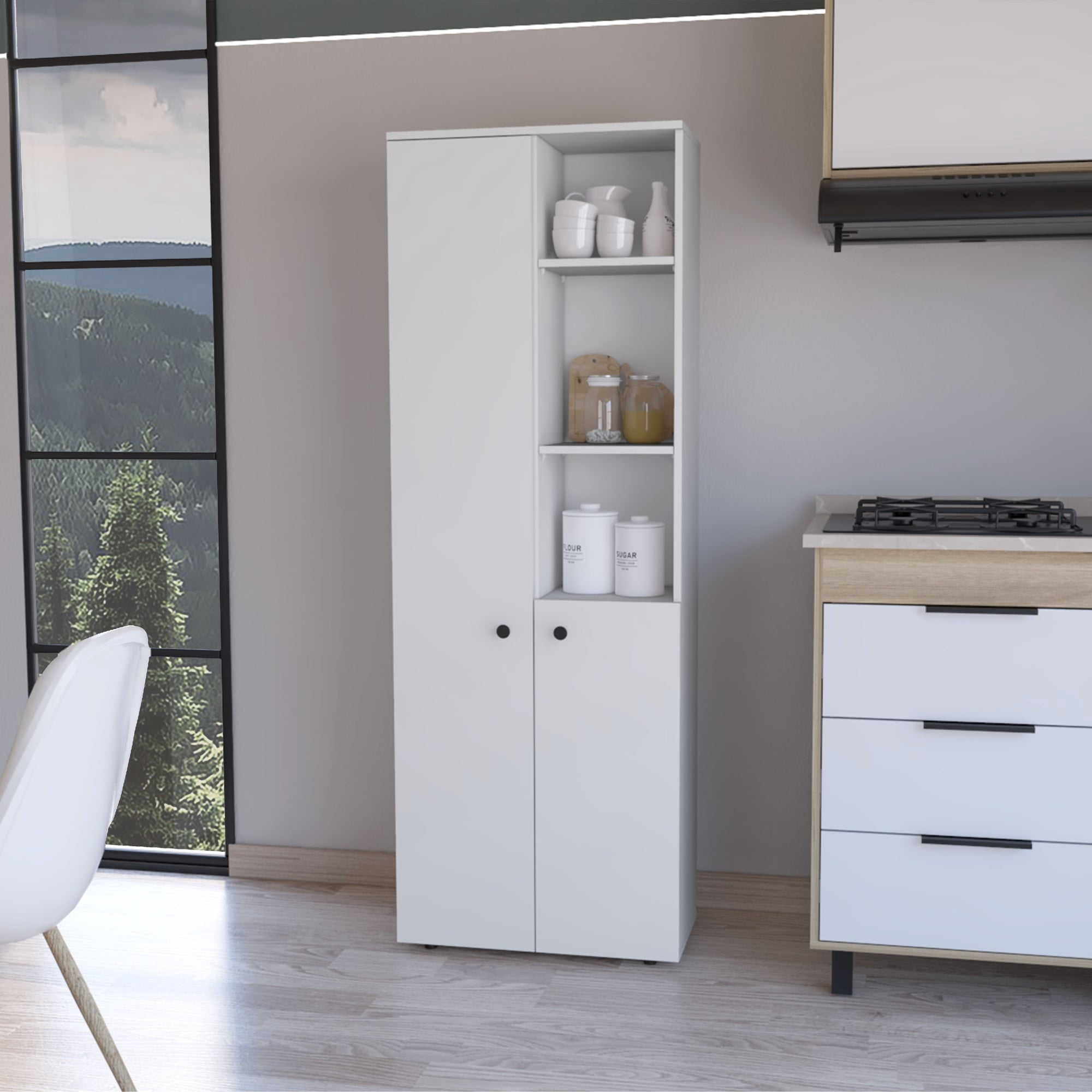 Tuhome - Mueble Despensa Konik 2 Puertas Blanco 170x30x60 Cm