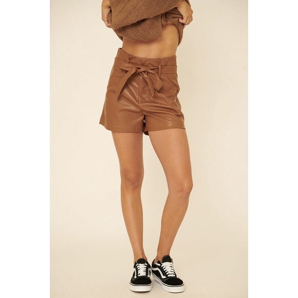 Shorts CC Clothing Cuero Sintético Taupe M